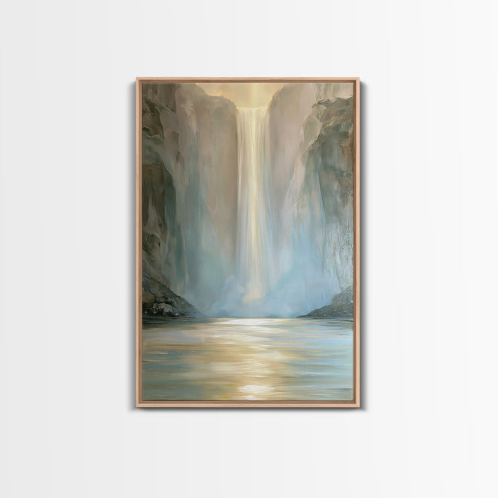 Serene Waterfall with Mist Canvas Print, Spa Art, Wall Decor, Spa Decor, Fine Art, Serenity, Minimalist Art, Feminine Wall Art, SPA-2x3-50