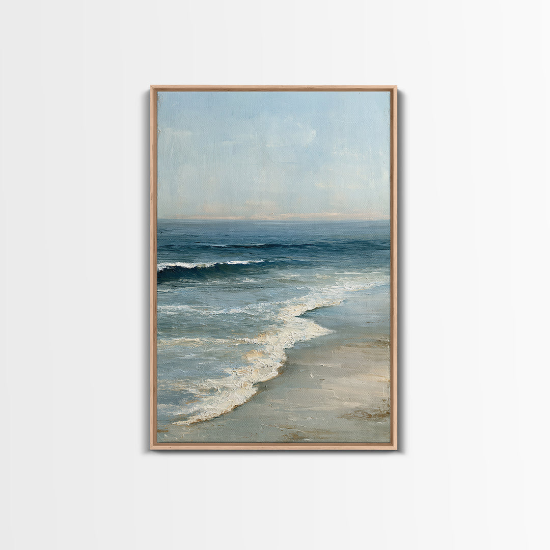 Coastal Horizon in Muted Spa Blues Canvas Print, Spa Art, Black Woman Art, Spa Decor, Fine Art, Serenity, Modern Home Decor, SPA-2x3-66