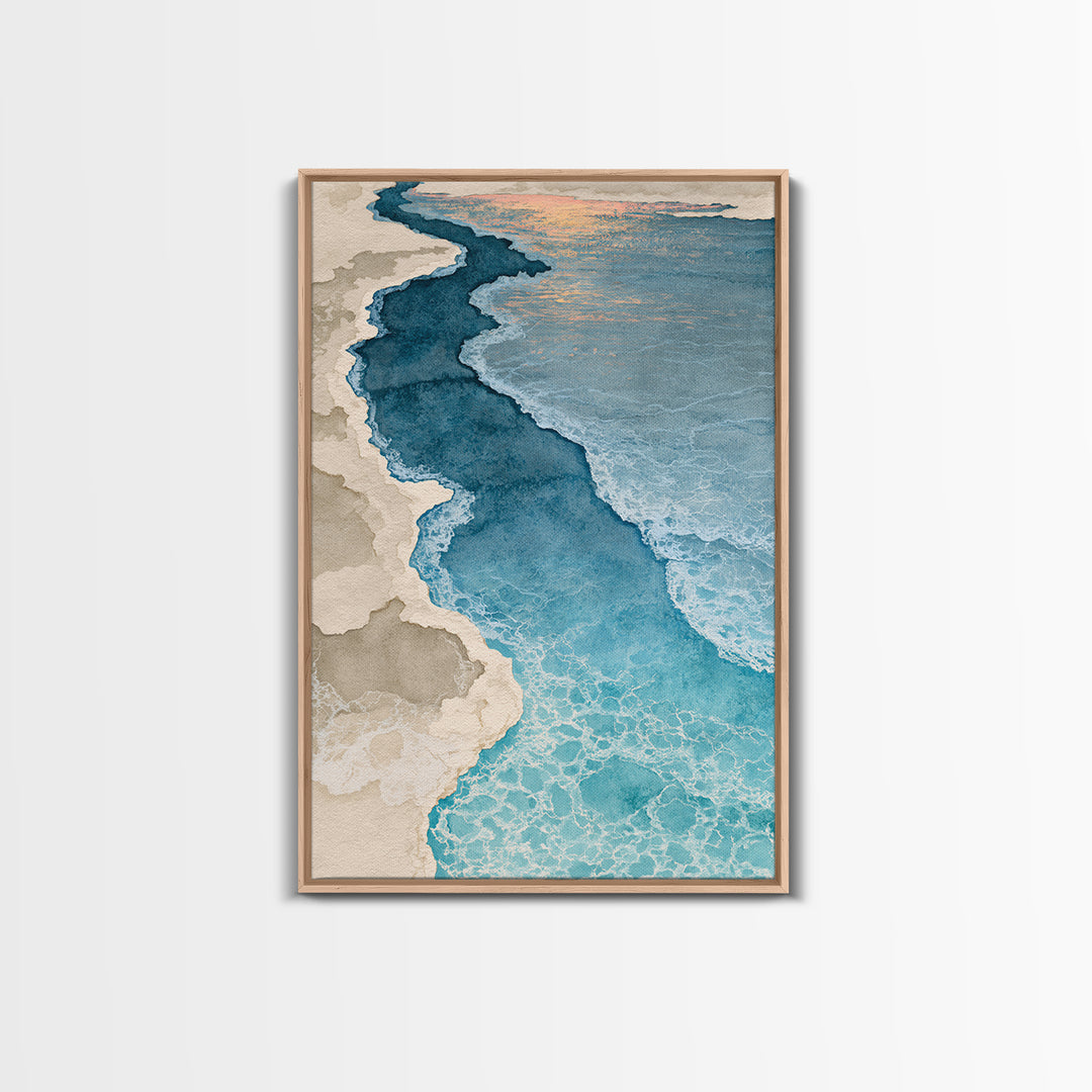 Blue Lagoon Water Seen from Above Framed Canvas Print, Spa Art, Teen Girl Room Decor, Spa Decor, Serenity, Luxury Decor, SPA-2x3-76