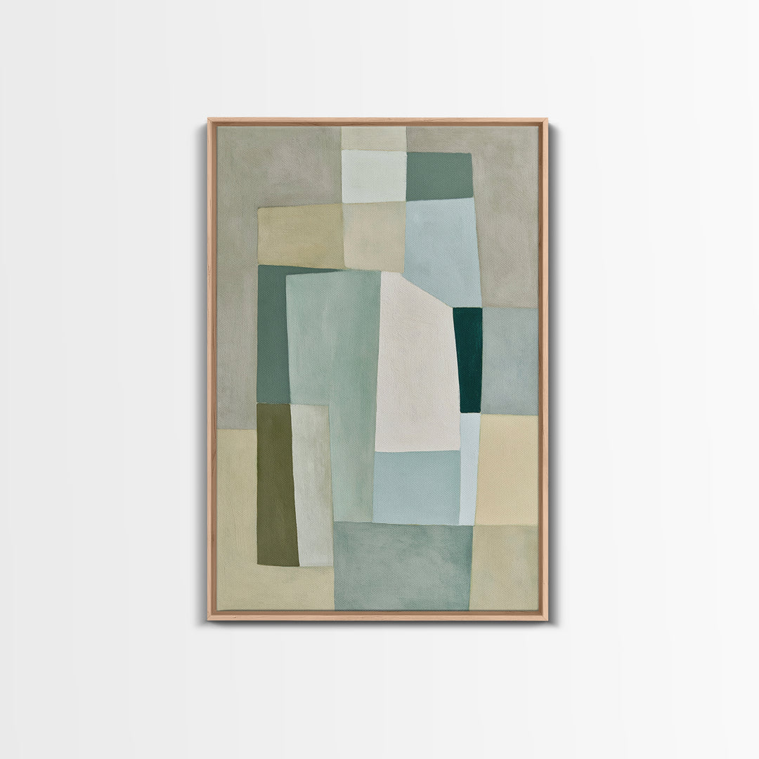 Sage and Ivory Geometric Calm Composition Canvas Print, Spa Art, Fashion Wall Art, Spa Decor, Abstract Art, Serenity, SPA-2x3-77