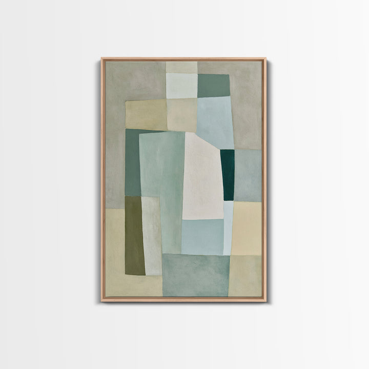 Sage and Ivory Geometric Calm Composition Canvas Print, Spa Art, Fashion Wall Art, Spa Decor, Abstract Art, Serenity, SPA-2x3-77