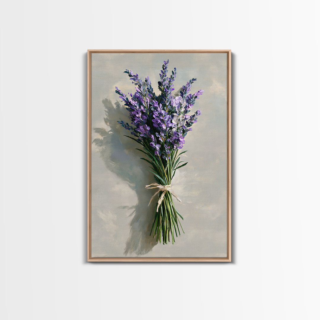 Lavender Bundle with Soft Shadow Framed Canvas Print, Spa Art, Esthetician Decor, Spa Decor, Fine Art, Serenity, Room Decor, SPA-2x3-87