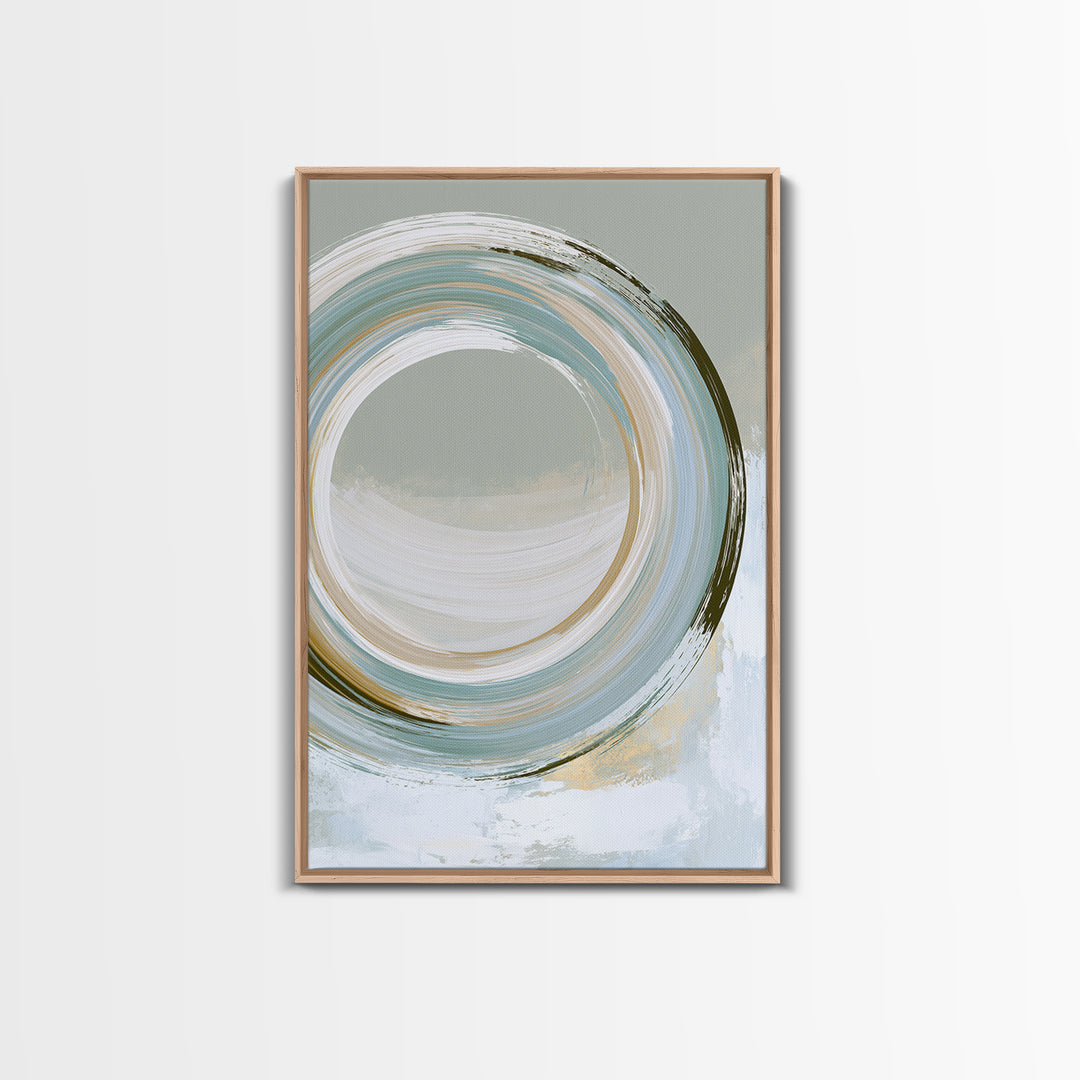 Minimal Zen Circle Brushstroke Framed Canvas Print, Spa Art, Feminine Wall Art, Spa Decor, Serenity, Hair Salon Wall Art, SPA-2x3-88