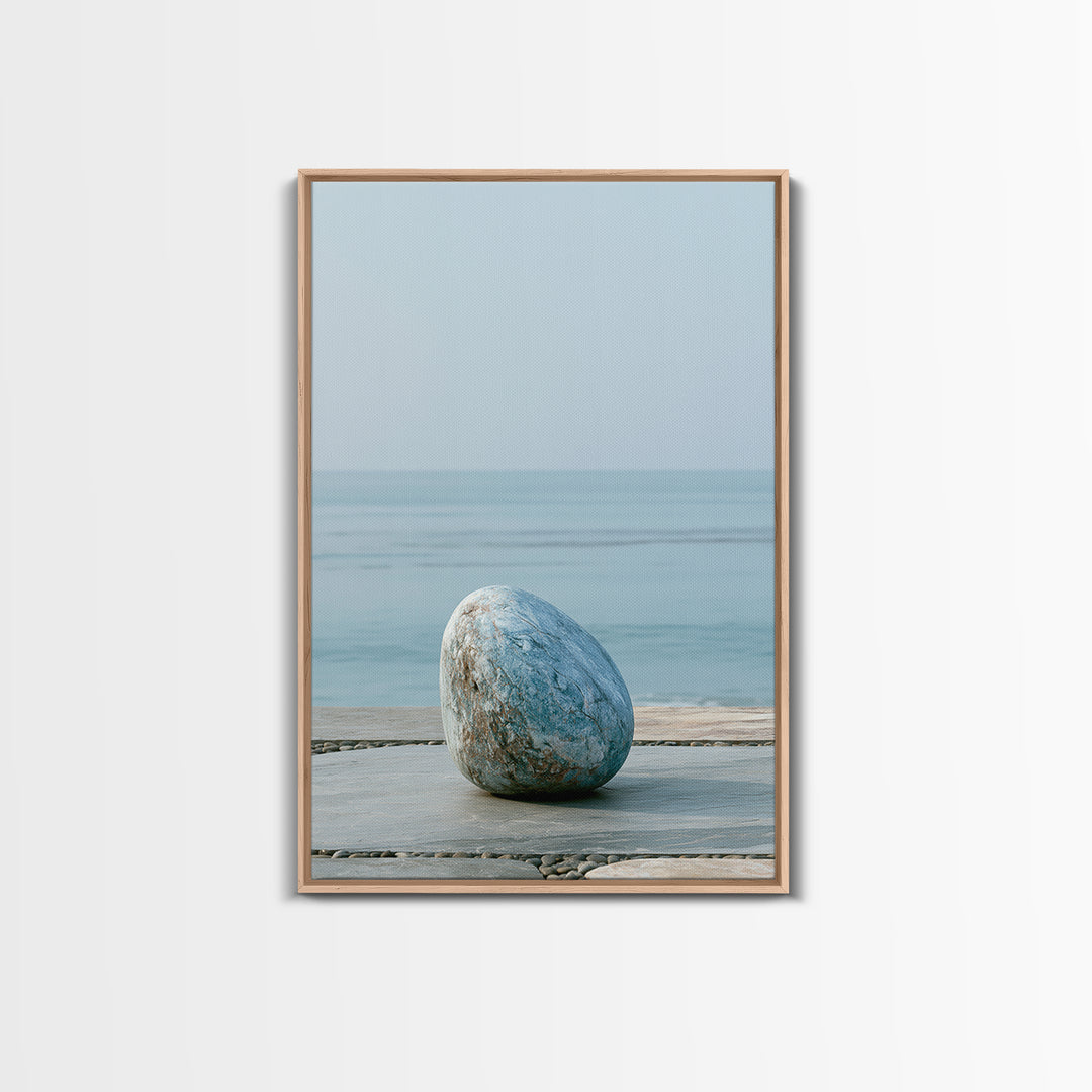 Coastal Horizon in Muted Spa Blues Framed Canvas Print, Spa Art, Spa, Spa Decor, Oil Painting, Serenity, Teen Girl Room Decor, SPA-2x3-90