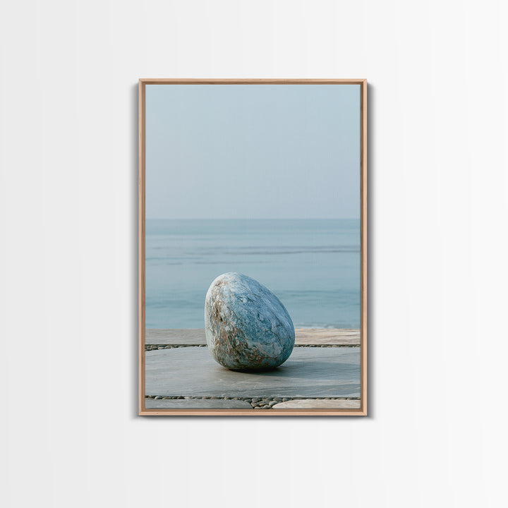 Coastal Horizon in Muted Spa Blues Framed Canvas Print, Spa Art, Spa, Spa Decor, Oil Painting, Serenity, Teen Girl Room Decor, SPA-2x3-90