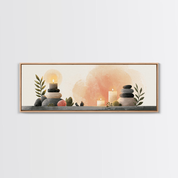 Warm Candle Flame Framed Canvas Print, Spa Art, Fashion Wall Art, Spa Decor, Fine Art, Serenity, Modern Decor, Fine Art Print, SPA-3x1-1