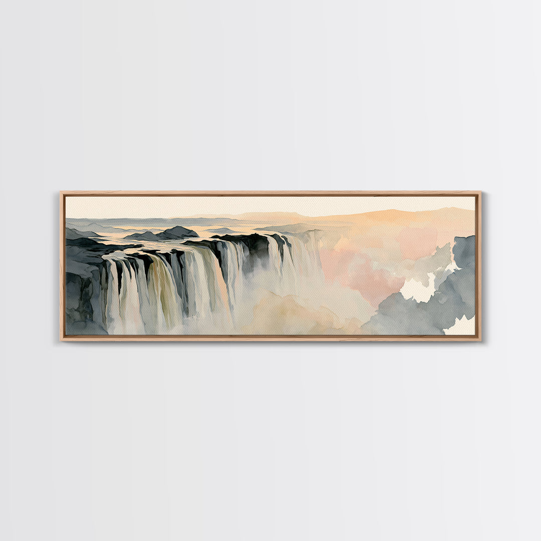 Serene Waterfall with Mist Framed Canvas Print, Spa Art, Wall Art Print, Spa Decor, Serenity, Animal Art, Modern Home Decor, SPA-3x1-10