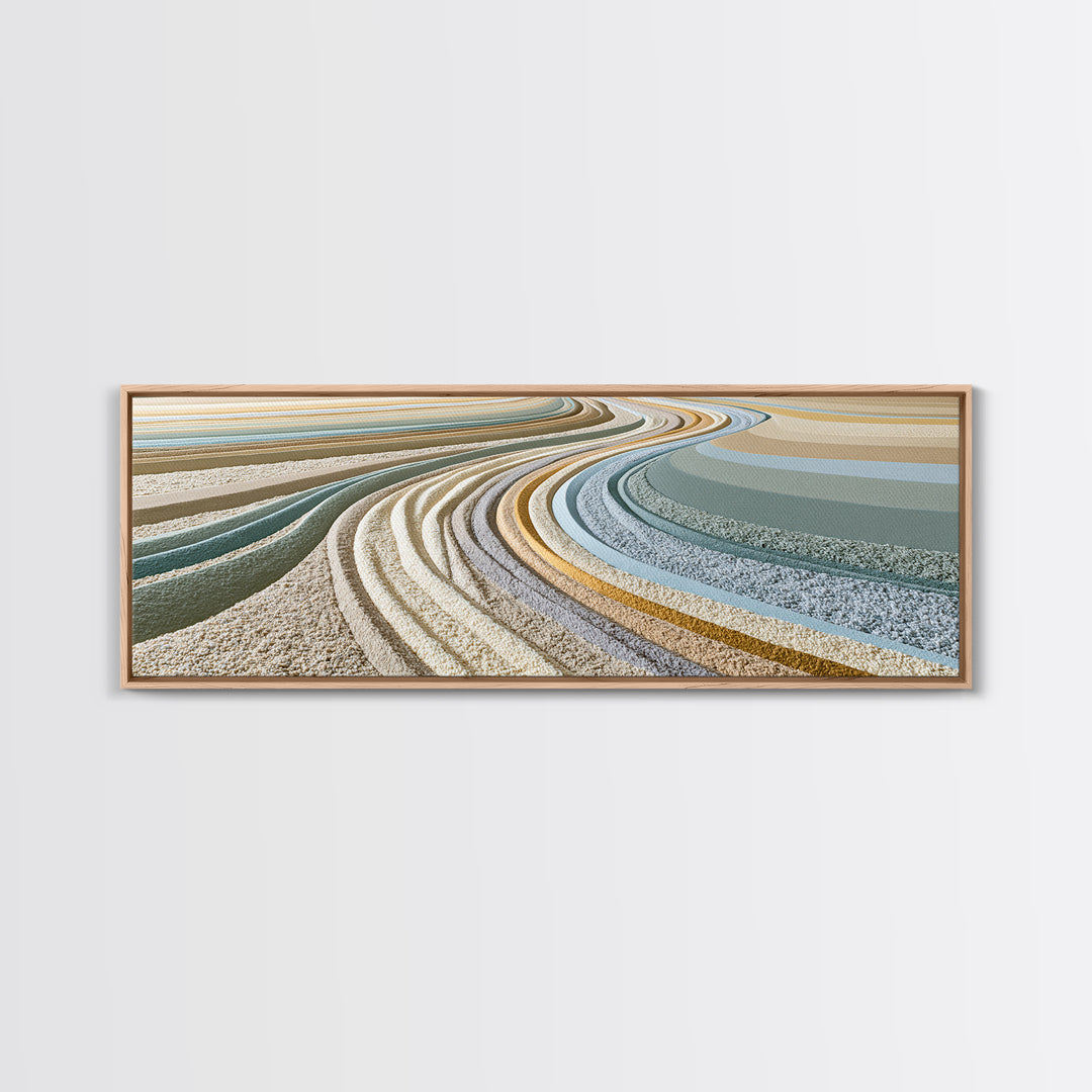 Sand Garden Lines Canvas Print, Spa Art, Textured Painting, Spa Decor, Fine Art, Serenity, Travel Poster, Abstract, SPA-3x1-100