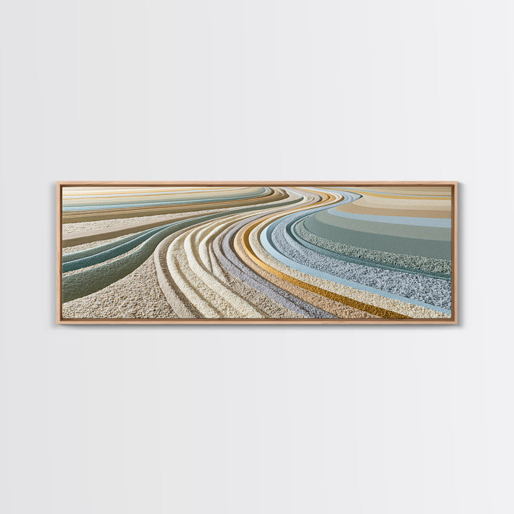 Sand Garden Lines Canvas Print, Spa Art, Textured Painting, Spa Decor, Fine Art, Serenity, Travel Poster, Abstract, SPA-3x1-100