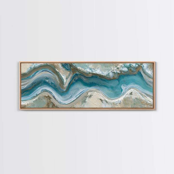 Blue Lagoon Water Seen from Above Framed Canvas Print, Spa Art, Teen Girl Room Decor, Spa Decor, Serenity, Luxury Decor, SPA-3x1-12