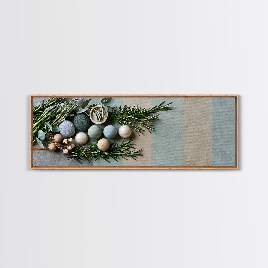 Botanical Herbal Arrangement Canvas Print, Spa Art, Printable Art, Spa Decor, Watercolor Art, Serenity, Fine Art Photography, SPA-3x1-30
