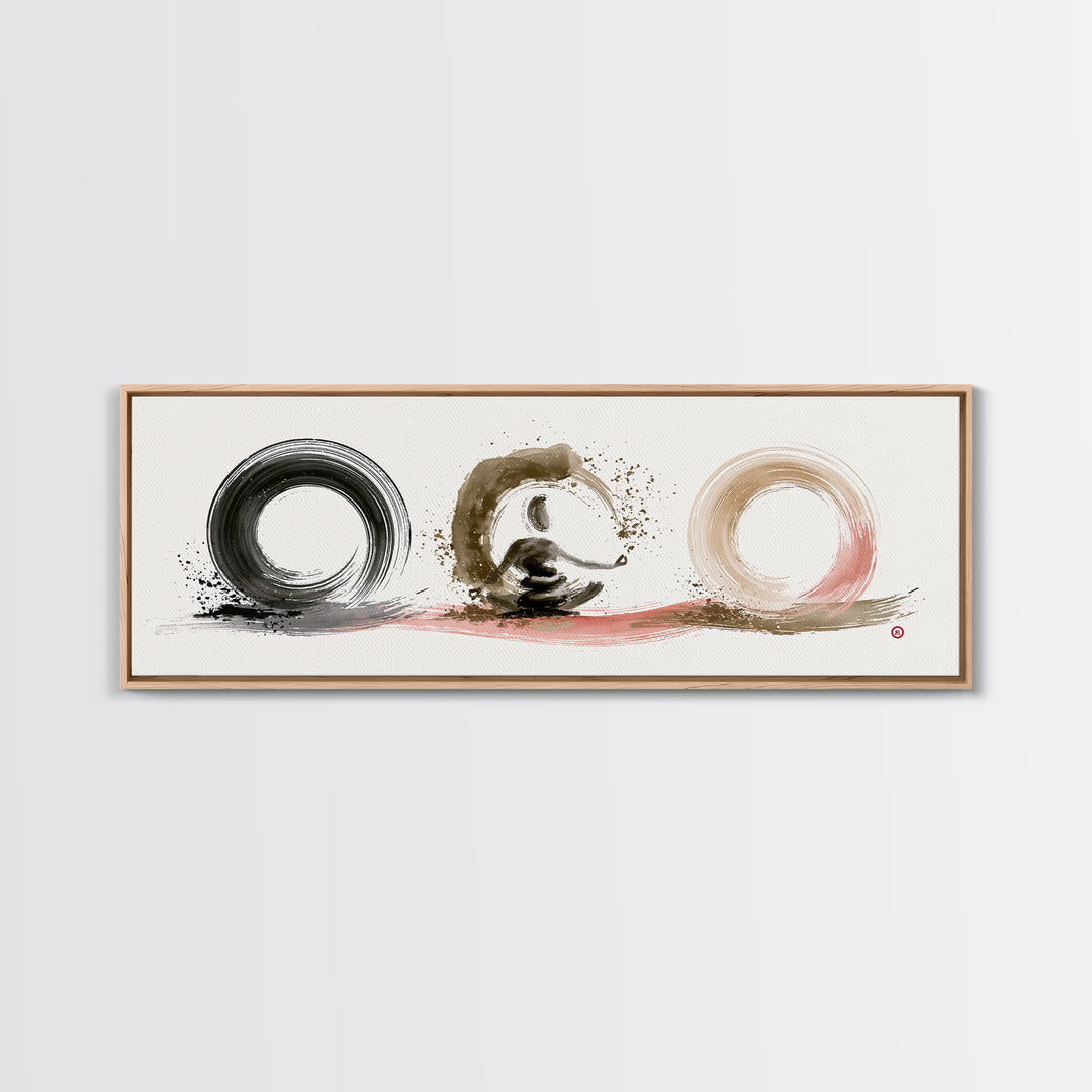 Minimal Zen Circle Brushstroke Canvas Print, Spa Art, Room Decor, Spa Decor, Fine Art, Serenity, Nature Prints, Travel Poster, SPA-3x1-48