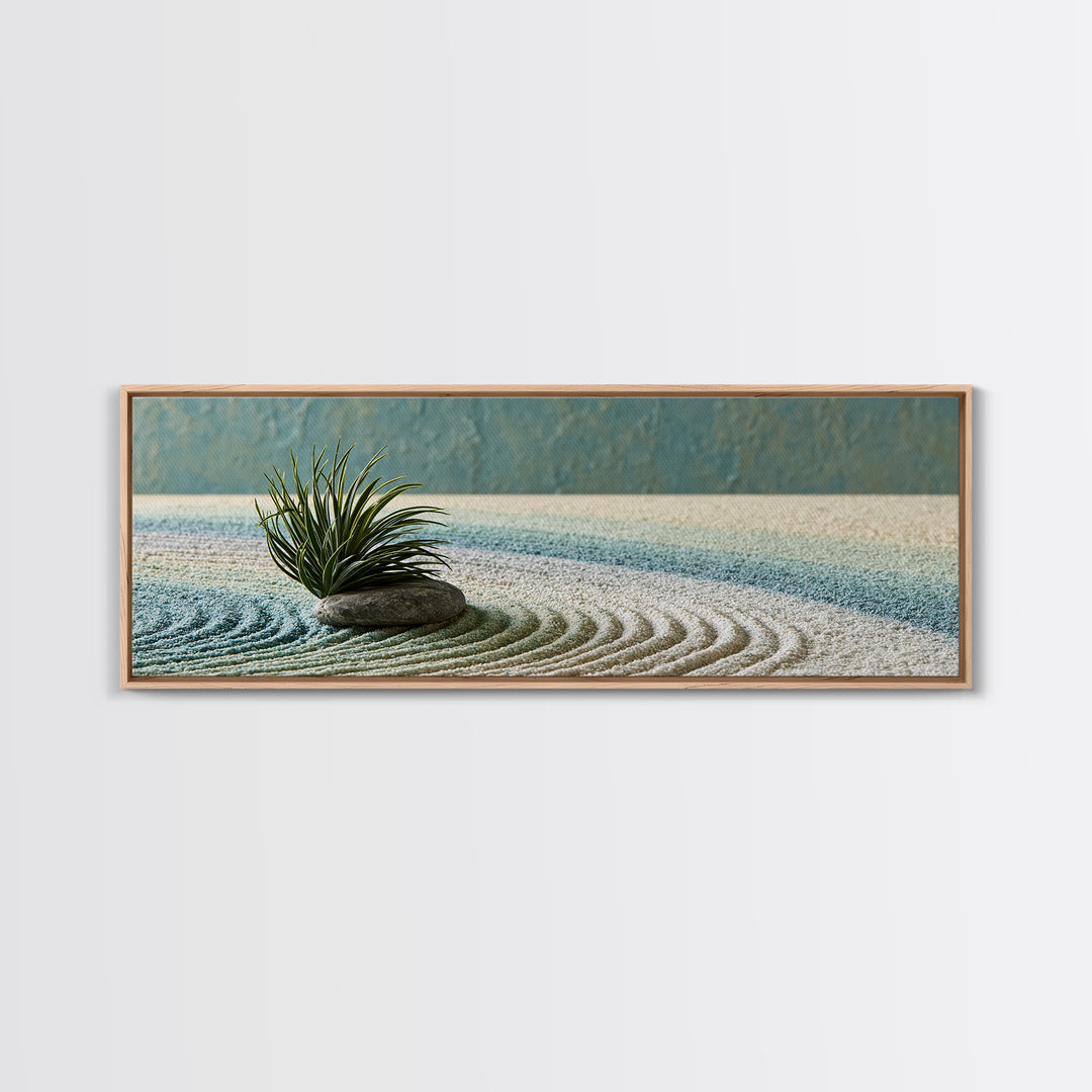 Sand Garden Lines Framed Canvas Print, Spa Art, Textured Painting, Spa Decor, Fine Art, Serenity, Travel Poster, Abstract, SPA-3x1-52