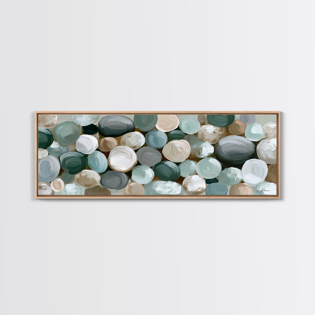 Pebble Texture Abstract Framed Canvas Print, Spa Art, Wall Decor, Spa Decor, Serenity, Minimalist Art, Feminine Wall Art, SPA-3x1-55