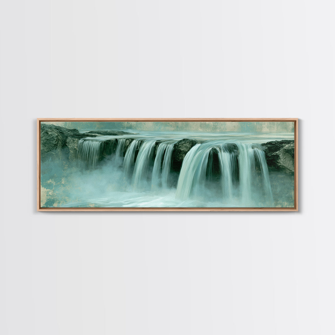 Serene Waterfall with Mist Framed Canvas Print, Spa Art, Fine Art Photography, Spa Decor, Fine Art, Serenity, Wildlife Wall Art, SPA-3x1-58