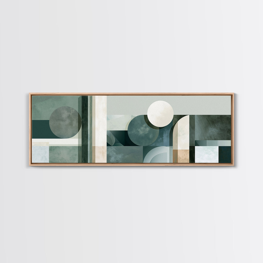 Sage and Ivory Geometric Calm Composition Canvas Print, Spa Art, Hair Salon Wall Art, Spa Decor, Abstract Art, Serenity, SPA-3x1-61