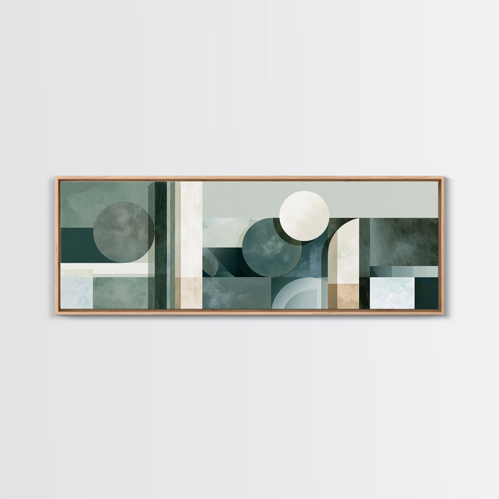 Sage and Ivory Geometric Calm Composition Canvas Print, Spa Art, Hair Salon Wall Art, Spa Decor, Abstract Art, Serenity, SPA-3x1-61