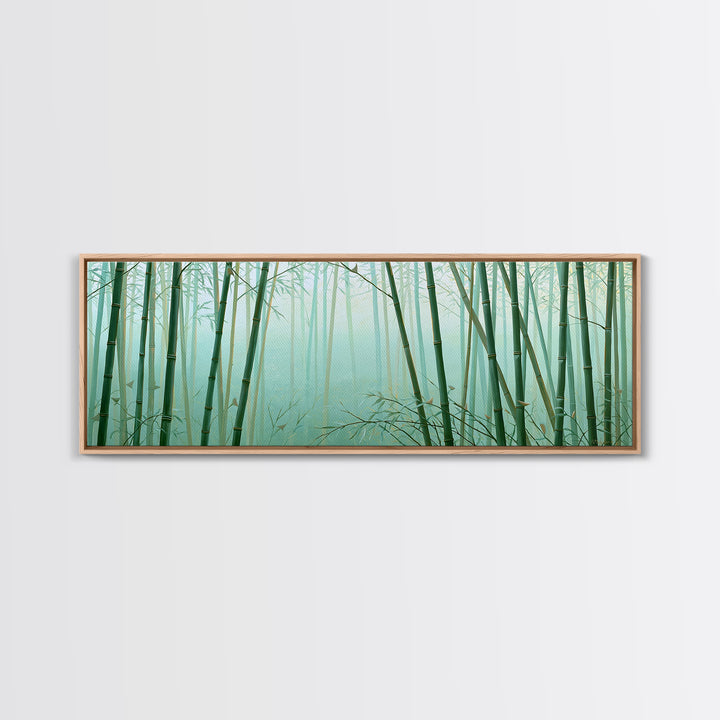 Misty Bamboo Forest Framed Canvas Print, Spa Art, Gallery Decor, Spa Decor, Fine Art, Serenity, Wall Art, Home Decor, SPA-3x1-69