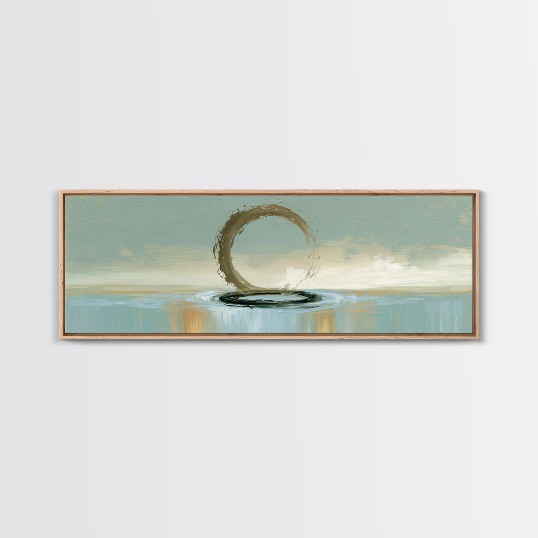 Minimal Zen Circle Brushstroke Framed Canvas Print, Spa Art, Art, Spa Decor, Fine Art, Serenity, Abstract Print, Minimalist Art, SPA-3x1-72