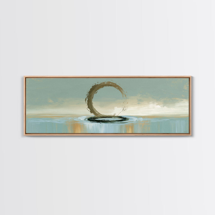 Minimal Zen Circle Brushstroke Framed Canvas Print, Spa Art, Art, Spa Decor, Fine Art, Serenity, Abstract Print, Minimalist Art, SPA-3x1-72