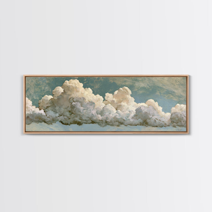 Soft Cloudscape in Cream and Sage Framed Canvas Print, Spa Art, Esthetician Decor, Spa Decor, Fine Art, Serenity, Room Decor, SPA-3x1-77
