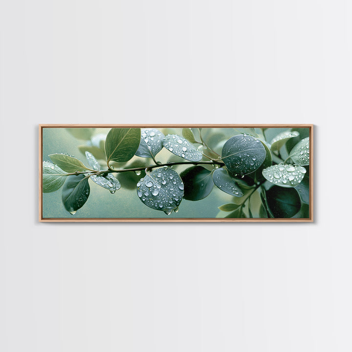 Rain on Leaves Canvas Print, Spa Art, Printable Wall Art, Spa Decor, Serenity, Feminine Wall Art, Fine Art Photography, SPA-3x1-80
