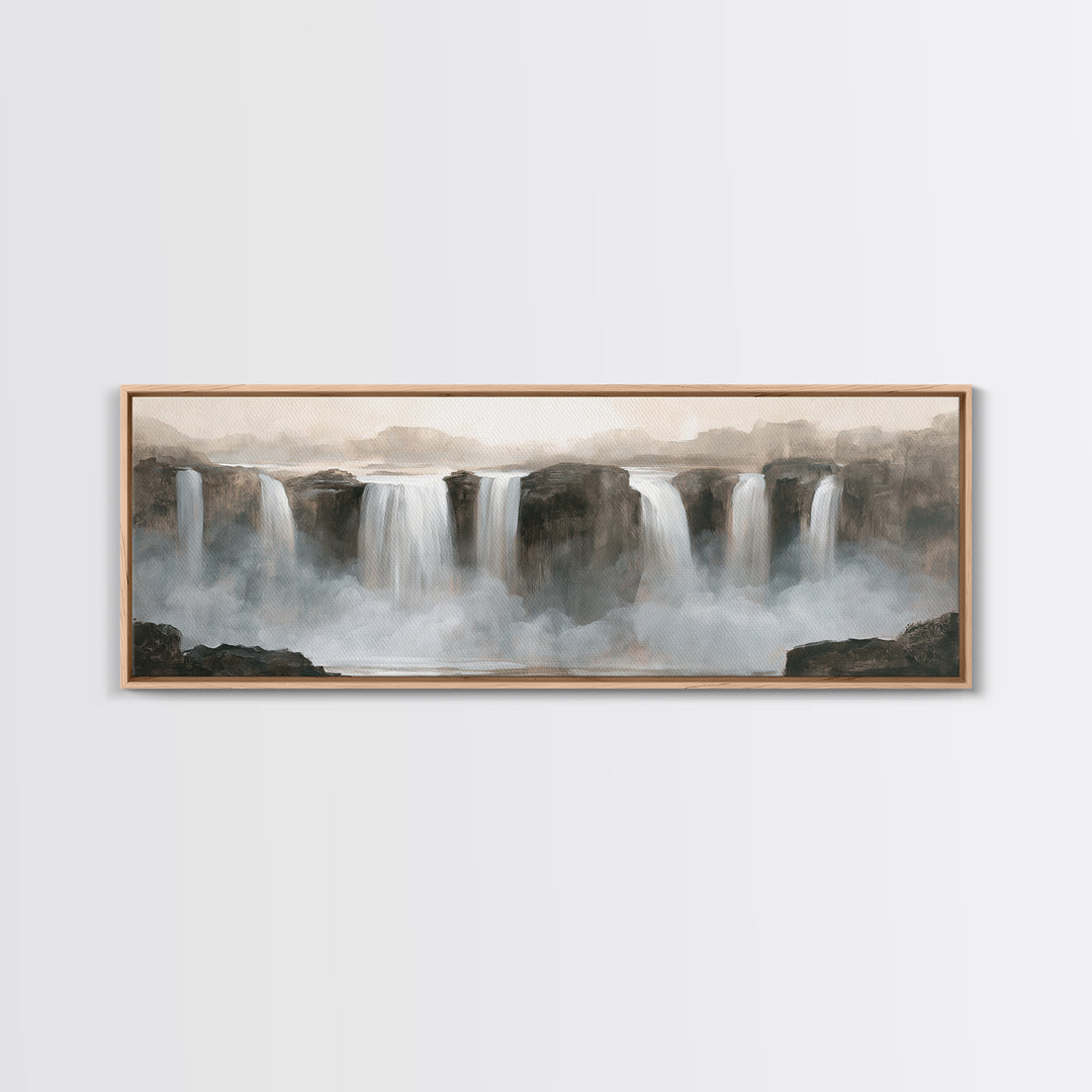 Serene Waterfall with Mist Framed Canvas Print, Spa Art, Fine Art Photography, Spa Decor, Fine Art, Serenity, Wildlife Wall Art, SPA-3x1-82