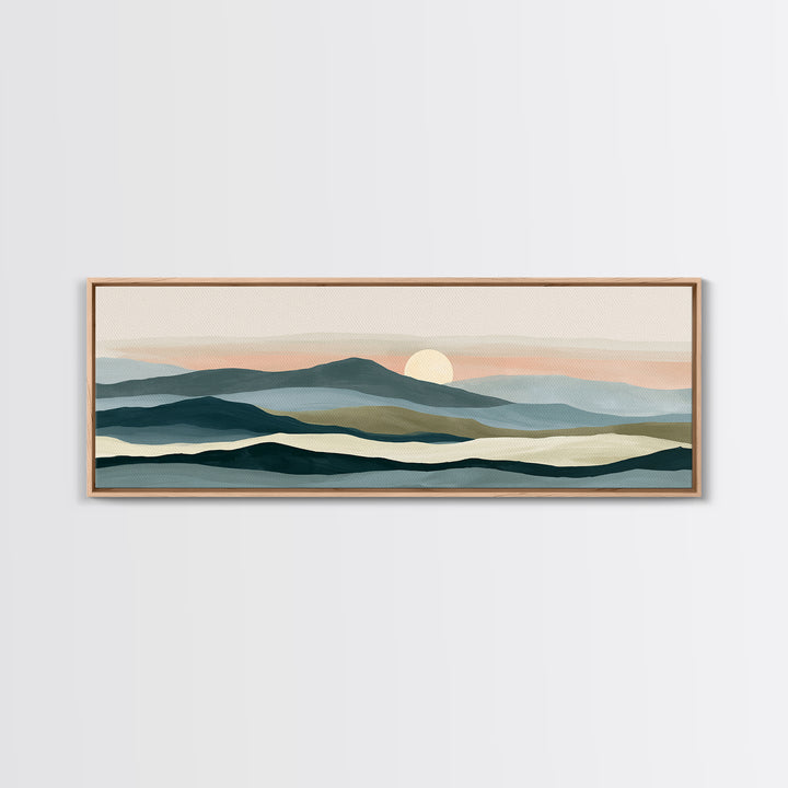 Coastal Horizon in Muted Spa Blues Canvas Print, Spa Art, Esthetician Decor, Spa Decor, Oil Painting, Serenity, Room Decor, SPA-3x1-98
