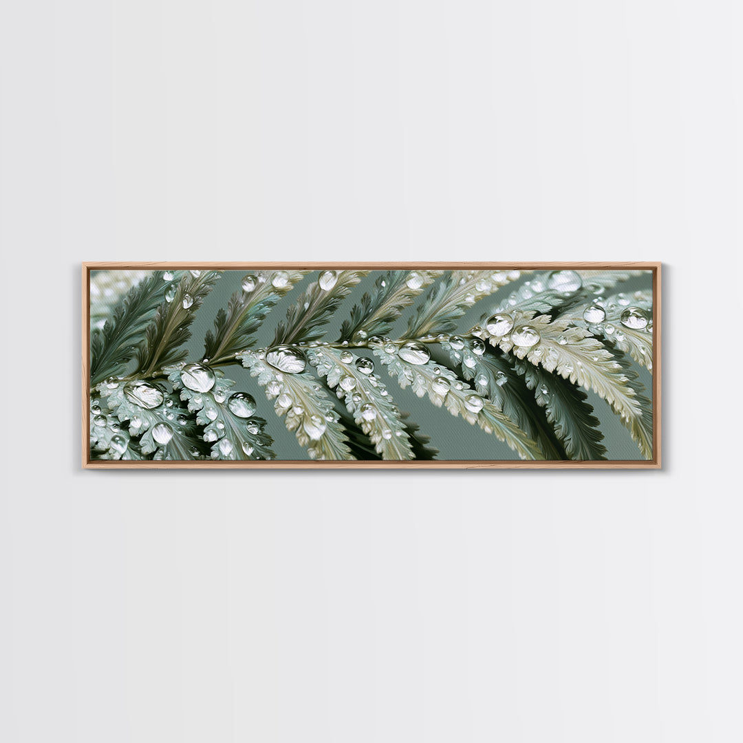 Fern Leaf Closeup Framed Canvas Print, Spa Art, Botanical Art, Spa Decor, Oil Painting, Serenity, Fashion Wall Art, SPA-3x1-99