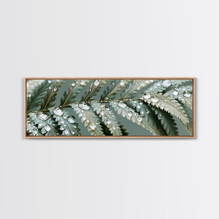 Fern Leaf Closeup Framed Canvas Print, Spa Art, Botanical Art, Spa Decor, Oil Painting, Serenity, Fashion Wall Art, SPA-3x1-99