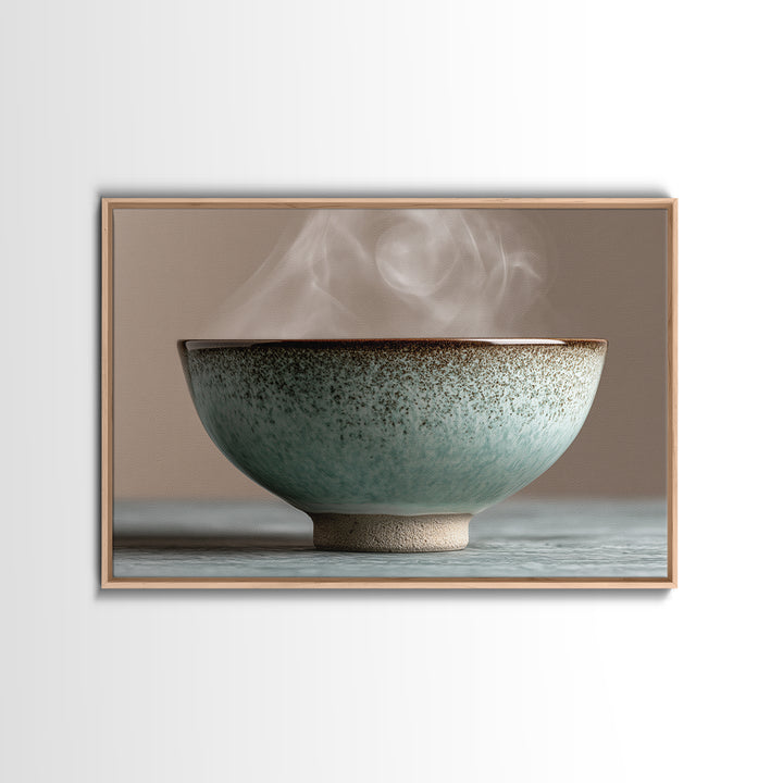 Tea Bowl and Steam Still Life Framed Canvas Print, Spa Art, Travel Poster, Spa Decor, Fine Art, Serenity, Salon Decor, SPA-3x2-2