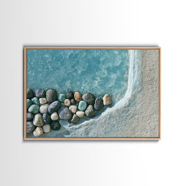 Blue Lagoon Water Seen from Above Framed Canvas Print, Spa Art, Teen Girl Room Decor, Spa Decor, Serenity, Luxury Decor, SPA-3x2-24
