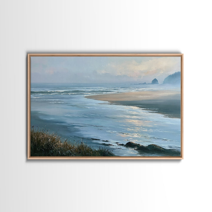 Coastal Horizon in Muted Spa Blues Canvas Print, Spa Art, Animal Art, Spa Decor, Serenity, Gallery Decor, Neutral Decor, SPA-3x2-38
