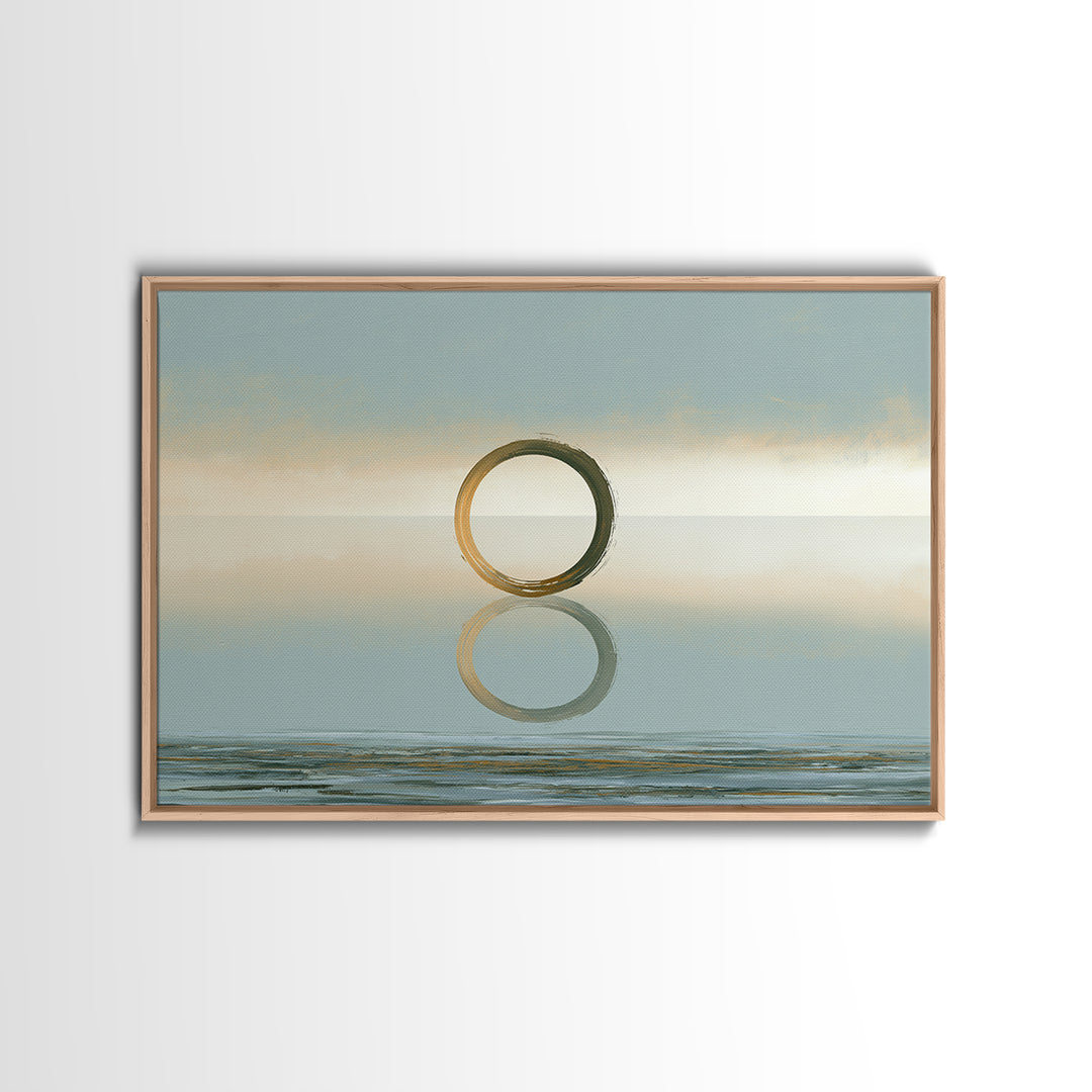 Minimal Zen Circle Brushstroke Framed Canvas Print, Spa Art, Room Decor, Spa Decor, Fine Art, Serenity, Nature Prints, SPA-3x2-60