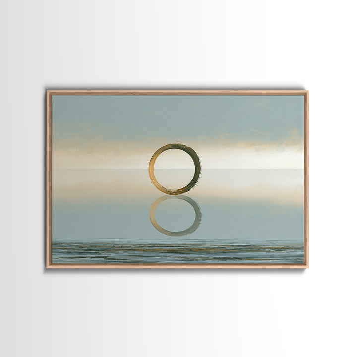 Minimal Zen Circle Brushstroke Framed Canvas Print, Spa Art, Room Decor, Spa Decor, Fine Art, Serenity, Nature Prints, SPA-3x2-60