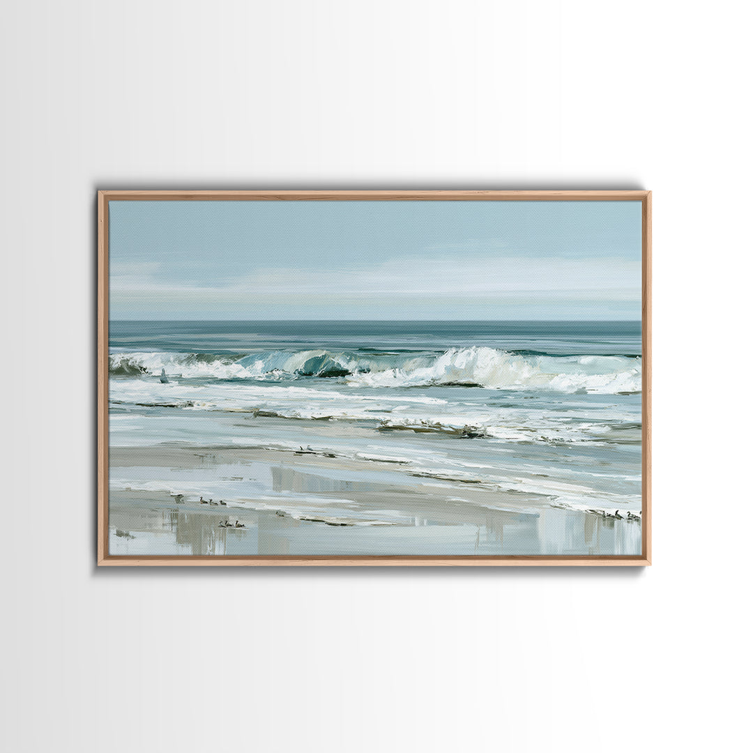 Coastal Horizon in Muted Spa Blues Canvas Print, Spa Art, Animal Art, Spa Decor, Serenity, Gallery Decor, Neutral Decor, SPA-3x2-62