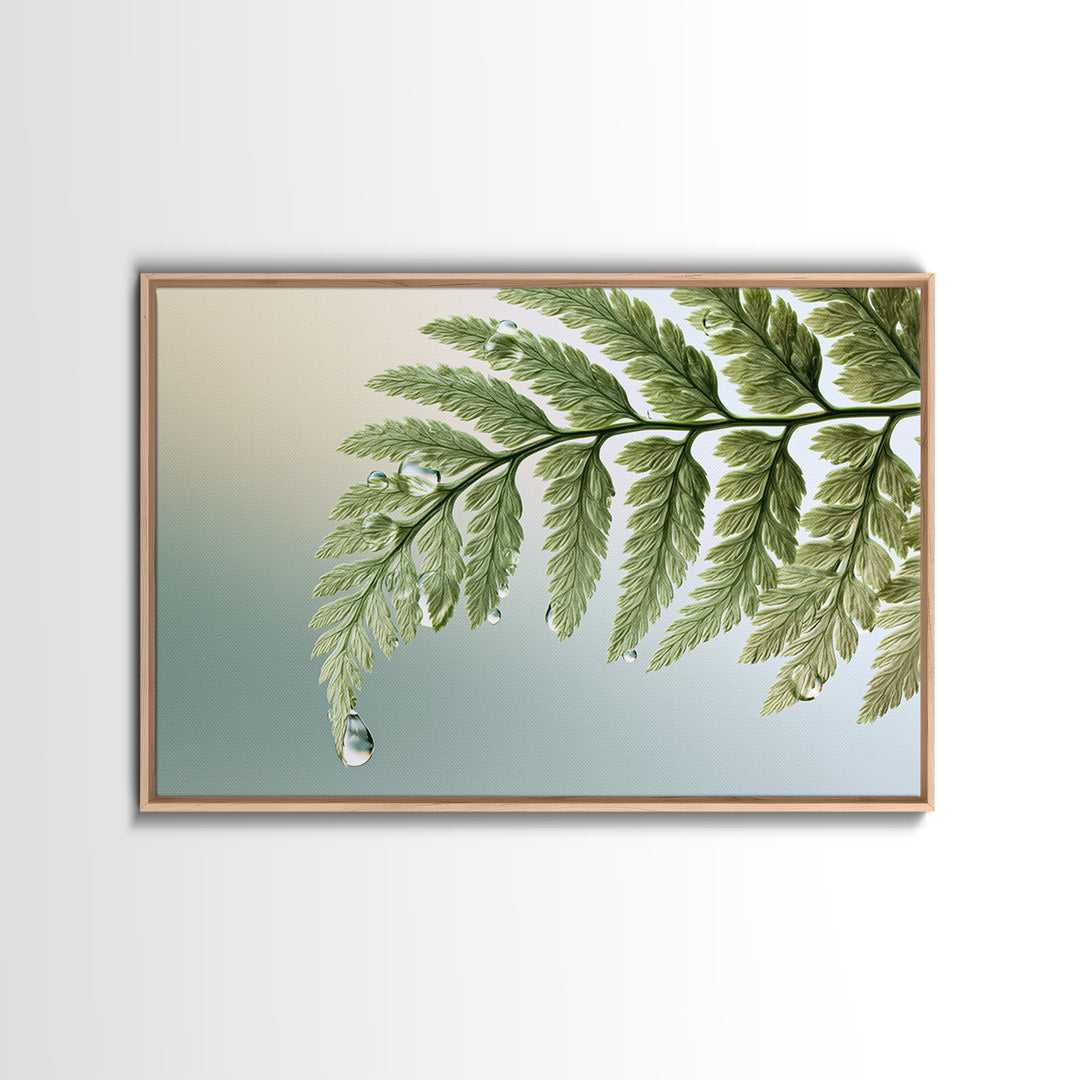 Fern Leaf Closeup Framed Canvas Print, Spa Art, Salon Decor, Spa Decor, Oil Painting, Serenity, Statement Artwork, Boho Decor, SPA-3x2-63