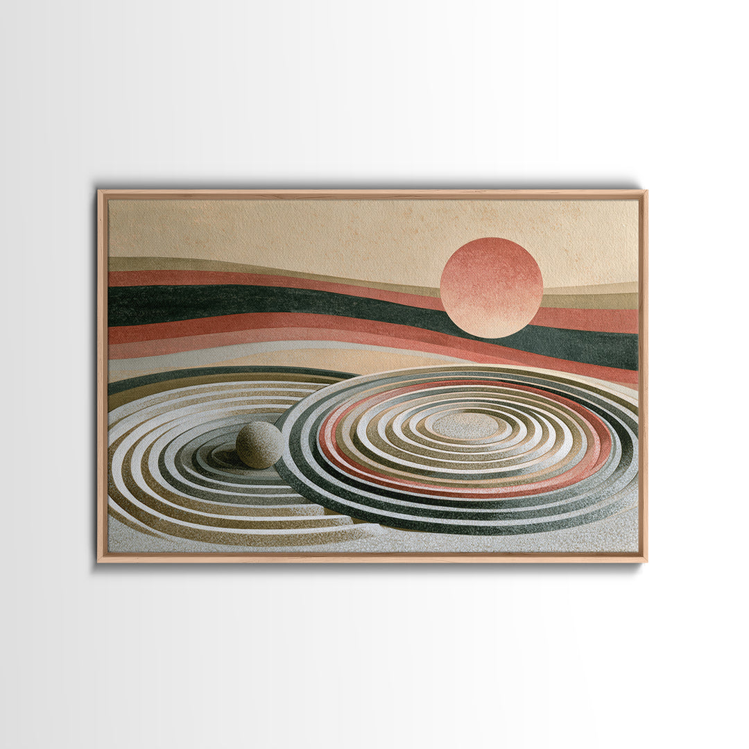 Sand Garden Lines Framed Canvas Print, Spa Art, Textured Painting, Spa Decor, Fine Art, Serenity, Travel Poster, Abstract, SPA-3x2-64
