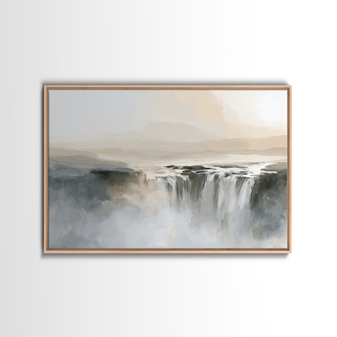 Serene Waterfall with Mist Framed Canvas Print, Spa Art, Fashion Wall Art, Spa Decor, Fine Art, Serenity, Modern Decor, SPA-3x2-70