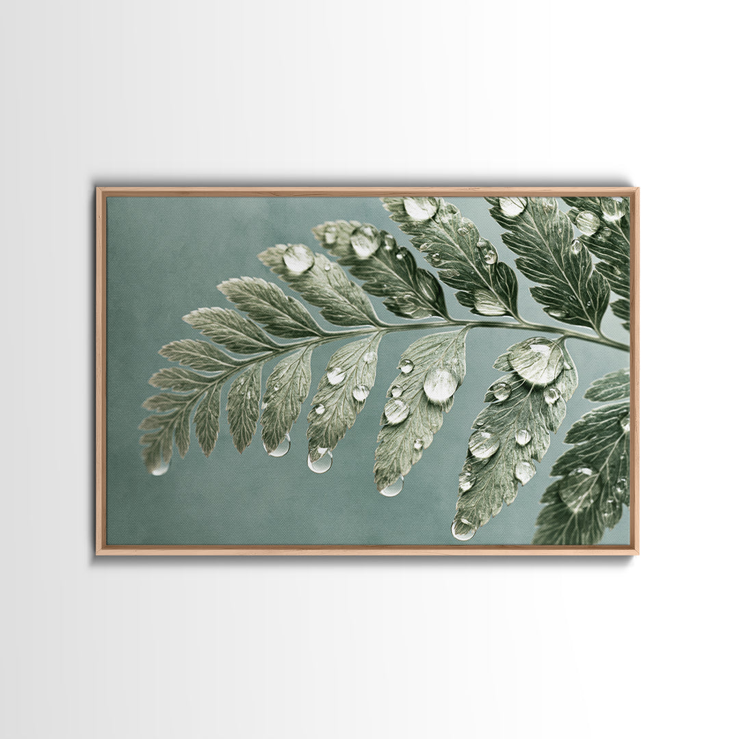 Fern Leaf Closeup Framed Canvas Print, Spa Art, Art, Spa Decor, Serenity, Abstract Print, Minimalist Art, Feminine Wall Art, SPA-3x2-87