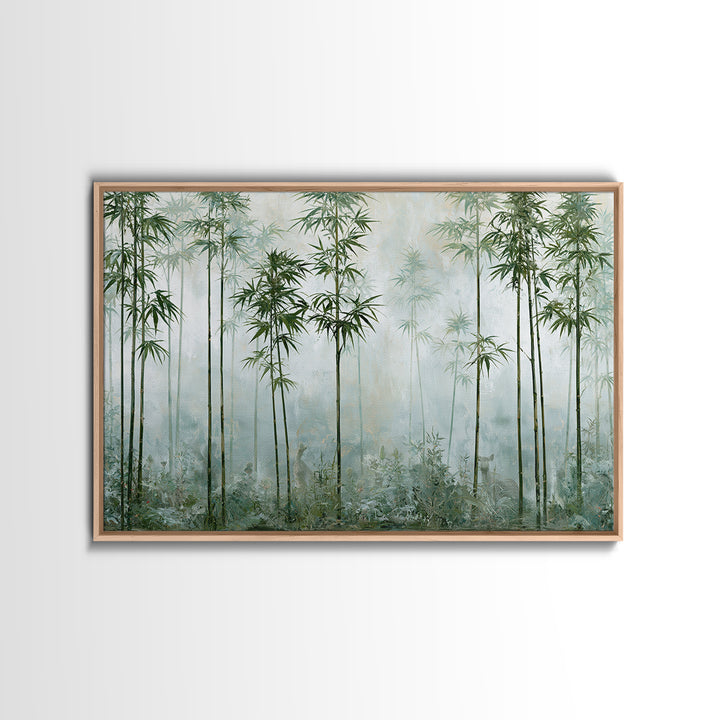 Misty Bamboo Forest Framed Canvas Print, Spa Art, Salon Decor, Spa Decor, Oil Painting, Serenity, Statement Artwork, Boho Decor, SPA-3x2-9