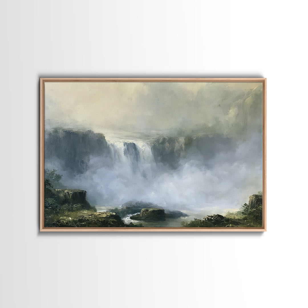 Serene Waterfall with Mist Canvas Print, Spa Art, Dog Canvas, Spa Decor, Abstract Art, Serenity, Art Print, Room Decor, SPA-3x2-94