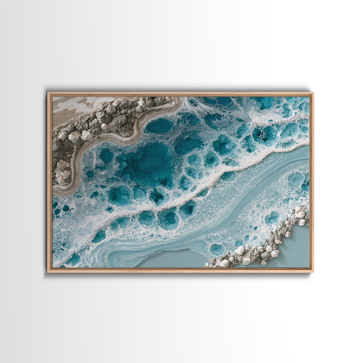Blue Lagoon Water Seen from Above Framed Canvas Print, Spa Art, Printable Art, Spa Decor, Serenity, Fine Art Photography, SPA-3x2-96