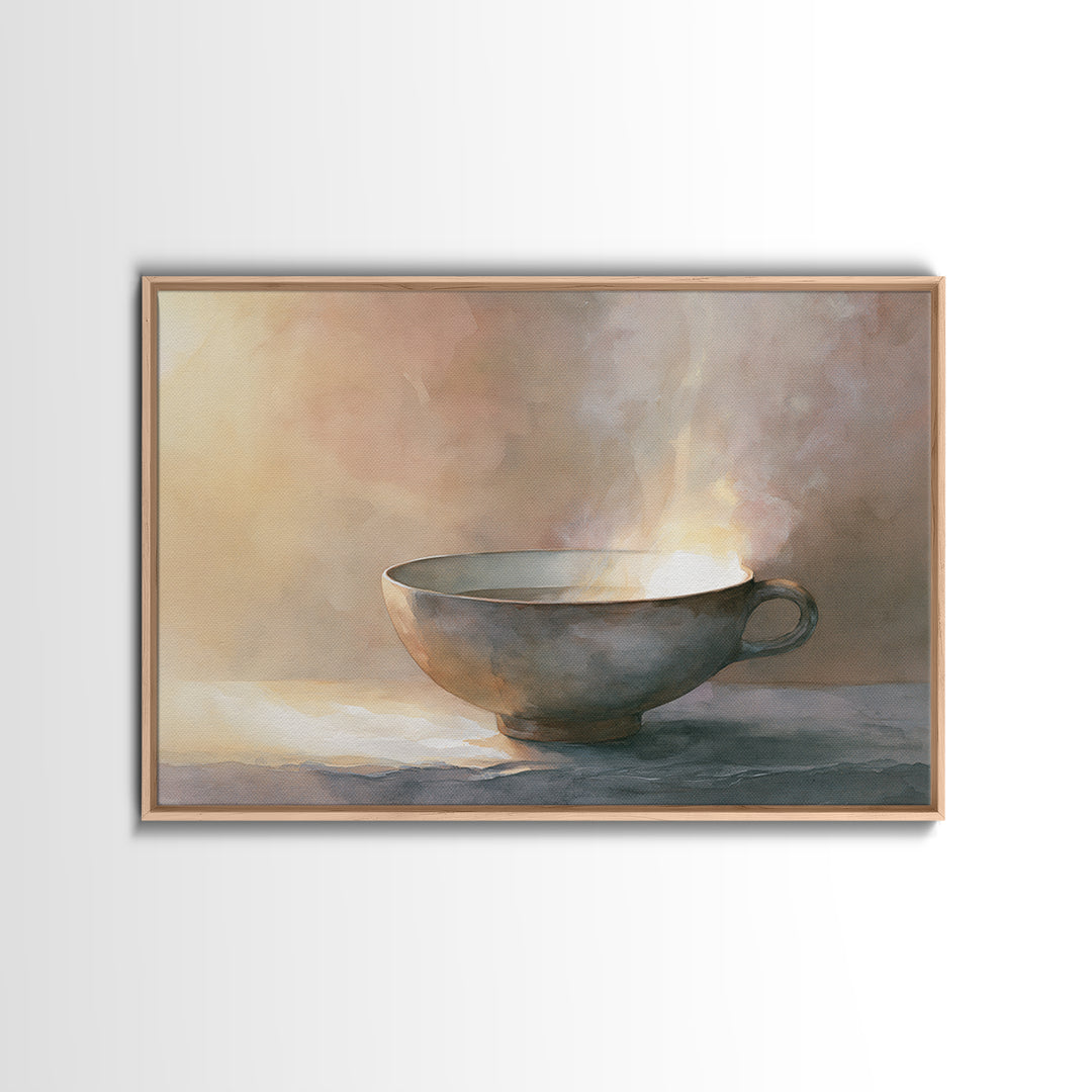 Tea Bowl and Steam Still Life Canvas Print, Spa Art, Esthetician Decor, Spa Decor, Fine Art, Serenity, Room Decor, SPA-3x2-98