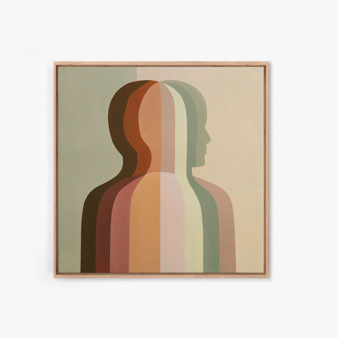 Chakra Inspired Figure in Soft Colors Framed Canvas Print, Spiritual Art, Black Art, Living Room Decor, Fine Art, Spirit, SPI-1x1-7