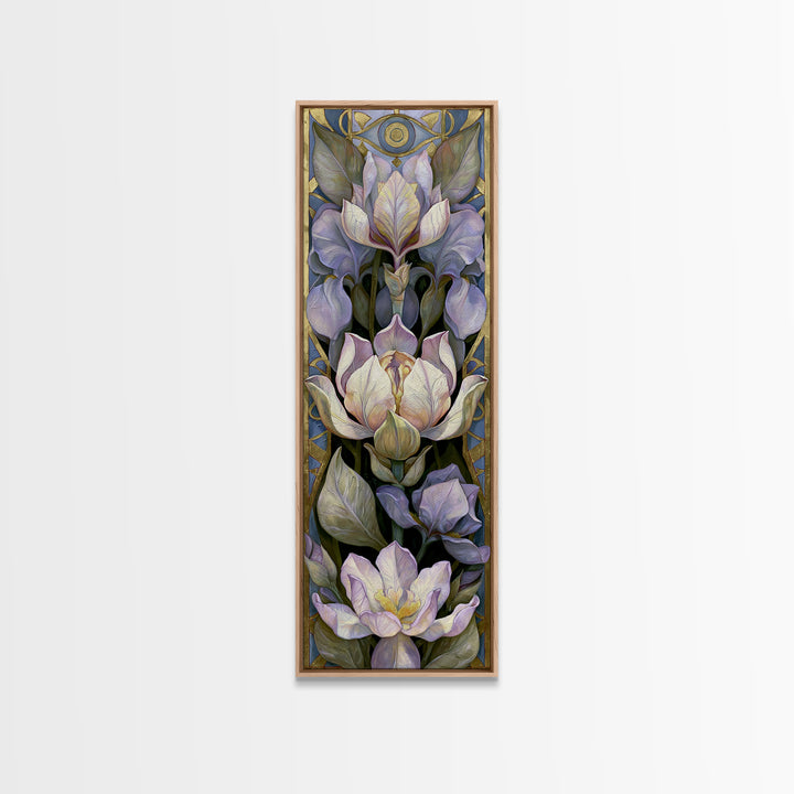 Third Eye Symbol Surrounded by Flowers Canvas Print, Spiritual Art, Wall Art, Living Room Decor, Oil Painting, Spirit, SPI-1x3-18