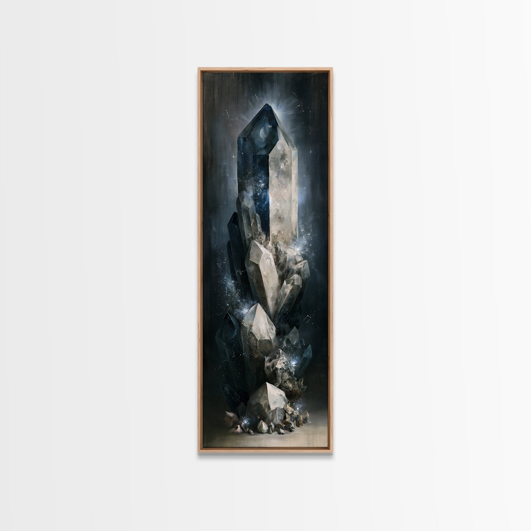 Crystal Cluster with Moonlight Reflections Canvas Print, Spiritual Art, Room Decor, Living Room Decor, Fine Art, Spirit, SPI-1x3-49