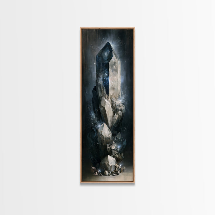 Crystal Cluster with Moonlight Reflections Canvas Print, Spiritual Art, Room Decor, Living Room Decor, Fine Art, Spirit, SPI-1x3-49