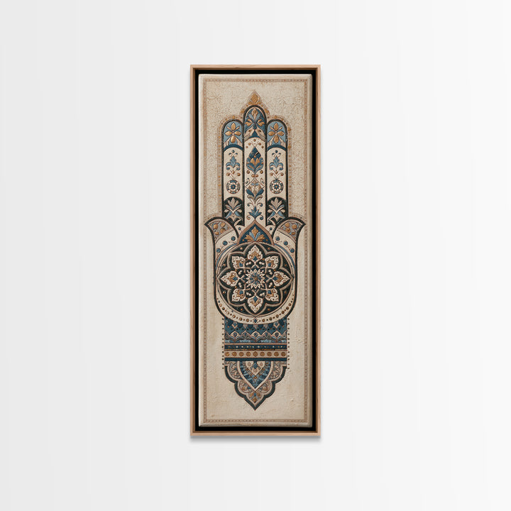 Protective Hand Motif Canvas Print, Spiritual Art, Poster, Living Room Decor, Spirit, Framed Wall Art, Canvas Wall Art, SPI-1x3-59