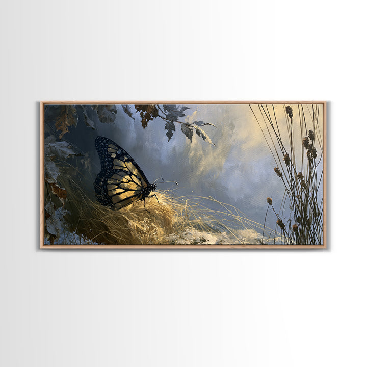 Butterfly Transformation Scene Framed Canvas Print, Spiritual Art, Trendy Wall Art, Living Room Decor, Fine Art, Spirit, SPI-2x1-11